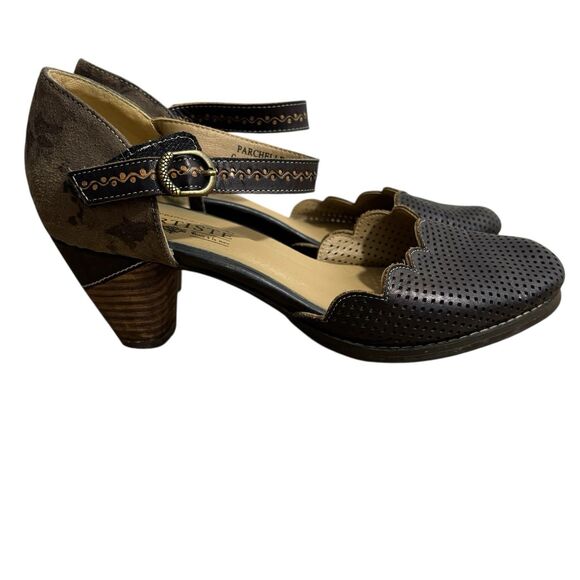 Spring Step L'Artiste Sandals Sz 40 US 9 Parchelle Mary Jane Heel Brown Leather - Picture 1 of 10